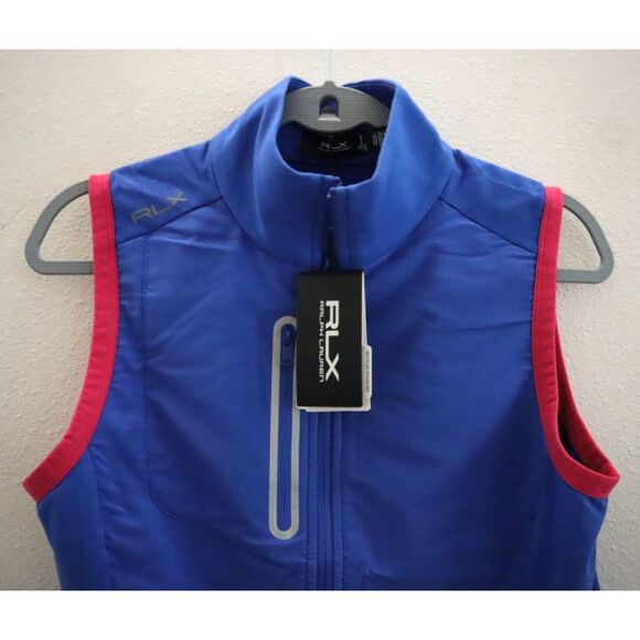 RLX Ralph Lauren Women's Sz M Blue/Pink Terry Sleeveless Full-Zip Vest - Picture 3 of 13